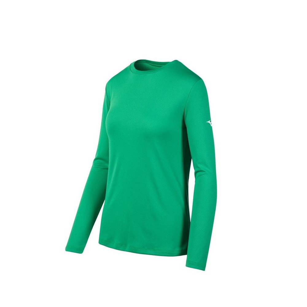 Camisetas Mizuno Long Sleeve Para Mujer Verdes 7965023-US
